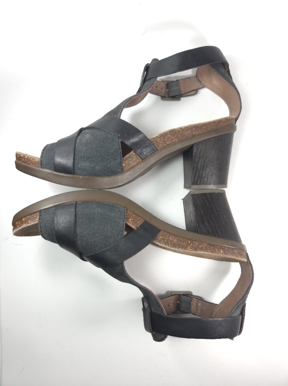 Dansko Dominique Black Leather & Suede W Cork Block Heel Sandals Sz 10.5/EU 41 - Picture 10 of 16